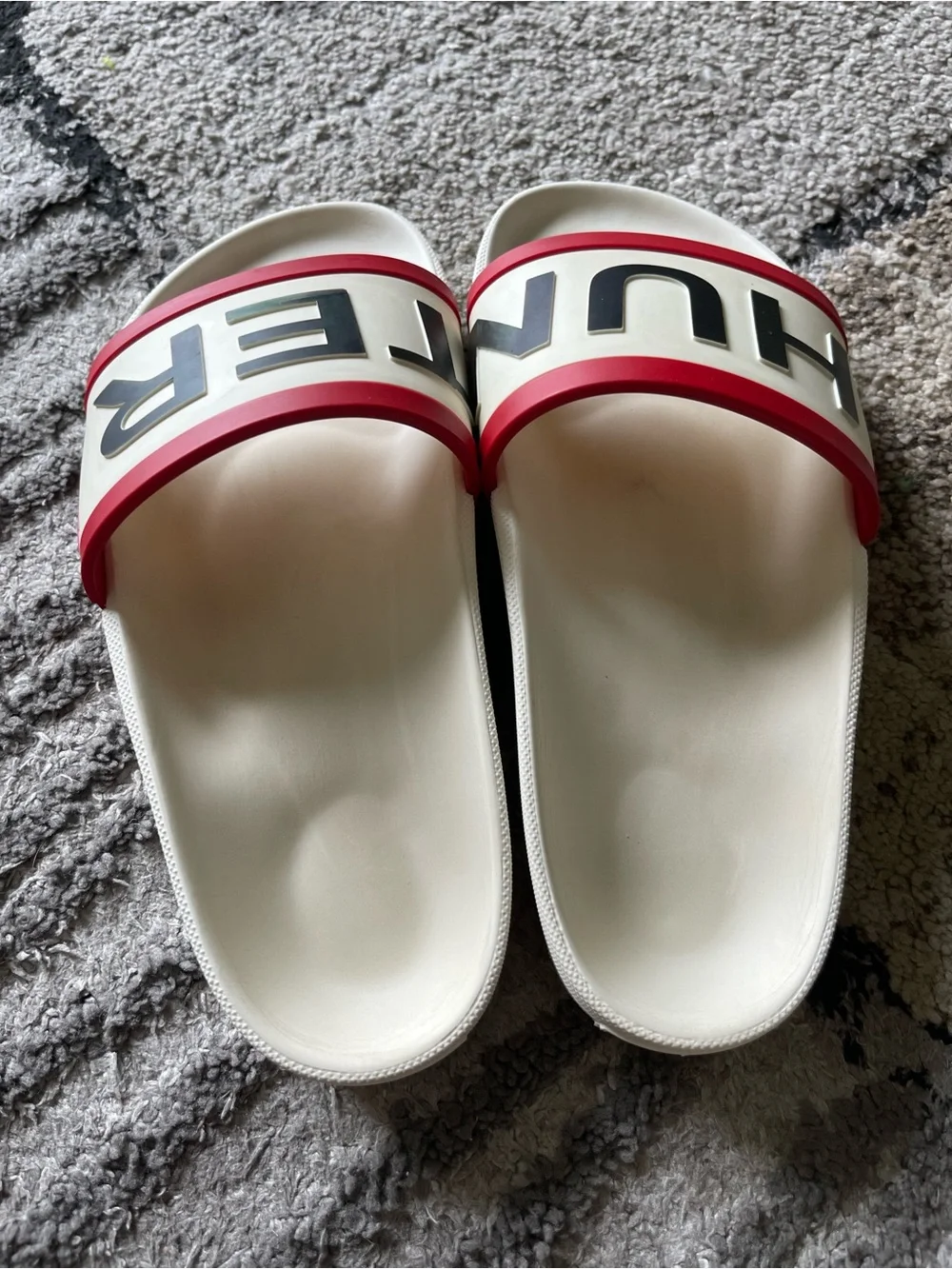 Hunter Slides Sandals White Red Black